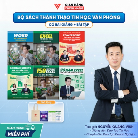 Bộ 6 Sách 90 Hàm - Excel - Word - 150 TT - Powerpoint - Google Sheets