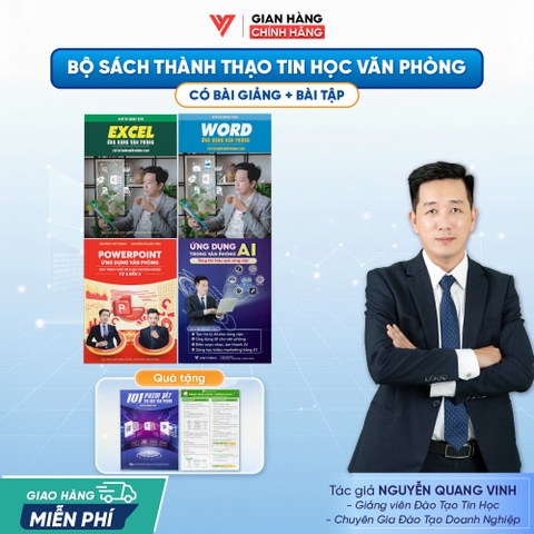 Bộ 4 Sách Word - Excel - PowerPoint và Ứng dụng AI Trong Văn Phòng