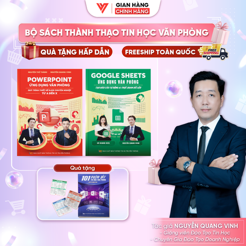 Bộ 2 Sách PowerPoint và Google Sheets ứng dụng văn phòng