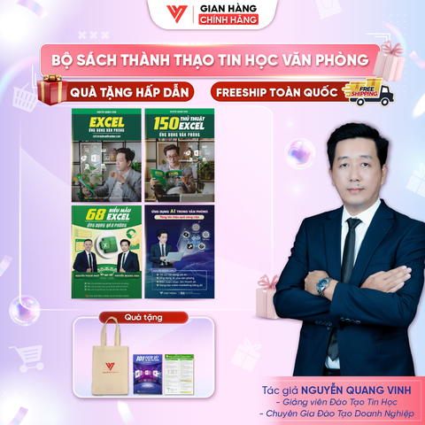 Bộ 4 Sách Excel -150 Thủ Thuật Excel -68 Biểu mẫu Excel và Ứng dụng AI trong văn phòng