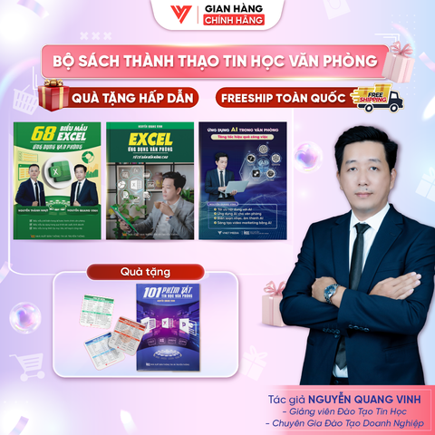 Bộ 3 sách Excel - 68 Biểu mẫu Excel - Ứng dụng AI trong văn phòng