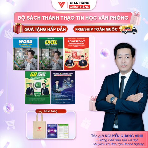 Bộ 5 Sách Word -Excel -PowerPoint -Google Sheets và Ứng dụng AI trong văn phòng