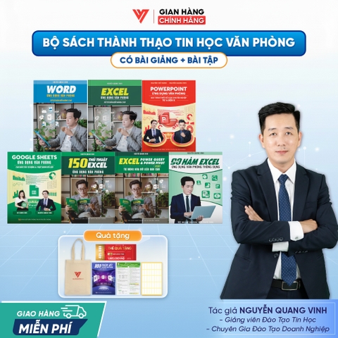 Bộ 7 Sách 90 Hàm - Excel - Word - 150 TT - Powerpoint - Google Sheets - Excel Power Query