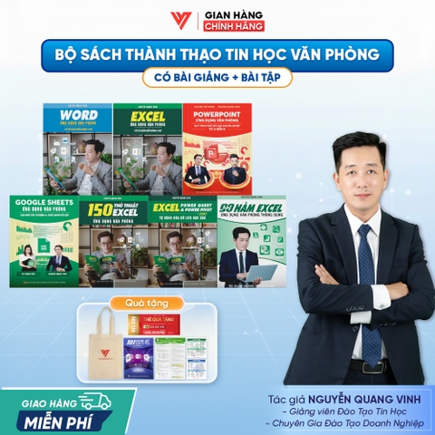 Bộ 7 Sách 90 Hàm - Excel - Word - 150 TT - Powerpoint - Google Sheets - Excel Power Query