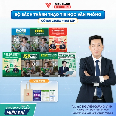 Bộ 7 Sách 90 Hàm - Excel - Word - 150 TT - Powerpoint - Google Sheets - Excel Power Query