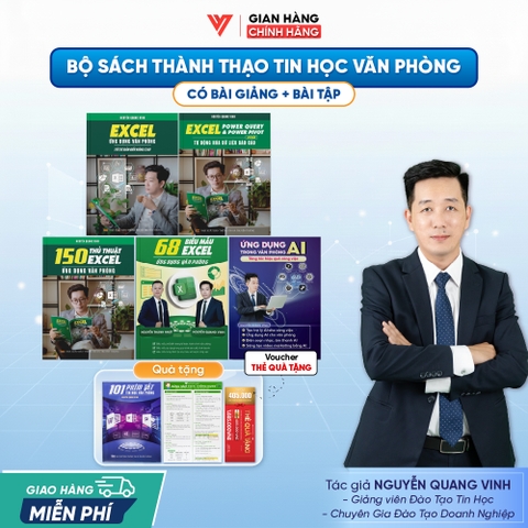 Bộ 5 Sách Excel - 150 TT Excel - 68 biểu mẫu Excel - Power Query và Ứng dụng AI Trong Văn Phòng