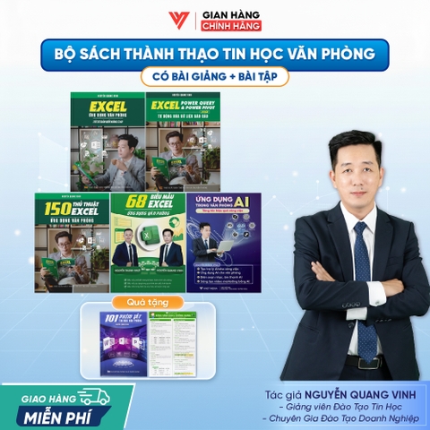 Bộ 5 Sách Excel - 150 TT Excel - 68 biểu mẫu Excel - Power Query và Ứng dụng AI Trong Văn Phòng