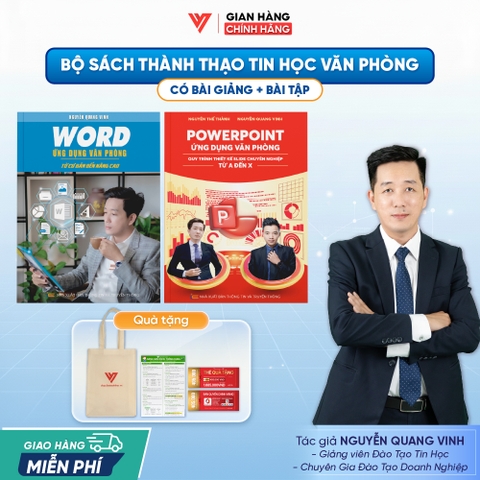Bộ 2 Sách Tin Học Word Từ Cơ Bản Đến Nâng Cao Và PowerPoint Ứng Dụng Văn Phòng