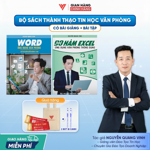 Bộ 2 Sách Tin Học Word Từ Cơ Bản Đến Nâng Cao Và 90 Hàm Excel Ứng dụng Văn Phòng