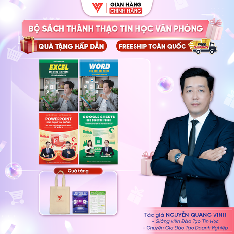Bộ 4 Sách Word - Excel - PowerPoint - Google Sheets ứng dụng văn phòng