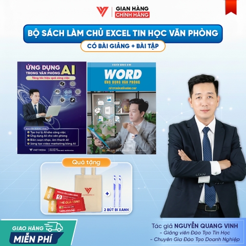 Bộ 2 Sách Ứng Dụng AI Và Word Từ Cơ Bản Đến Nâng Cao Ứng Dụng Văn Phòng