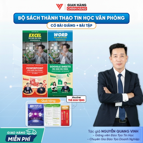Bộ 4 Sách Word - Excel - PowerPoint - Google Sheets Ứng Dụng Văn Phòng