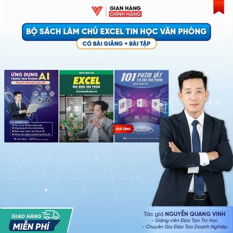 Bộ 2 sách Excel Ứng dụng Văn Phòng Từ Cơ Bản Đến Nâng Cao và Ứng Dụng AI Trong Văn Phòng