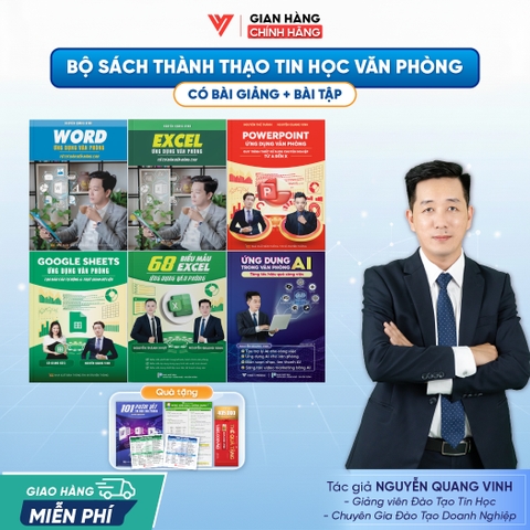 Bộ 6 Sách Word - Excel - PowerPoint - Google Sheets - 68 Biểu mẫu Excel và Ứng dụng AI Trong Văn Phòng