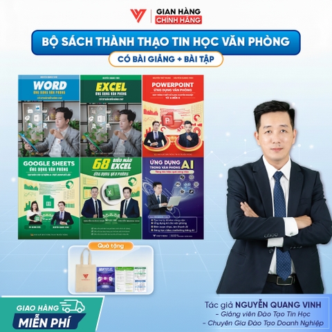 Bộ 6 Sách Word - Excel - PowerPoint - Google Sheets - 68 Biểu mẫu Excel và Ứng dụng AI Trong Văn Phòng