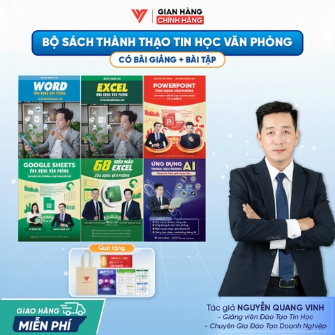 Bộ 6 Sách Word - Excel - PowerPoint - Google Sheets - 68 Biểu mẫu Excel và Ứng dụng AI Trong Văn Phòng