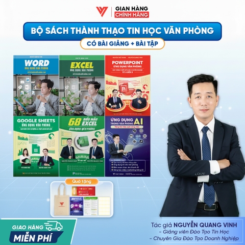 Bộ 6 Sách Word - Excel - PowerPoint - Google Sheets - 68 Biểu mẫu Excel và Ứng dụng AI Trong Văn Phòng