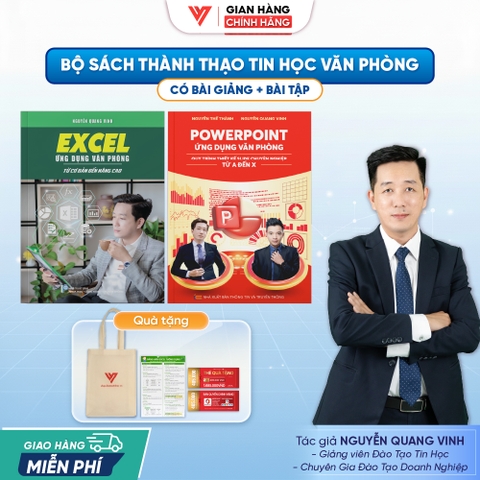Bộ 2 Sách Tin Học Excel Từ Cơ Bản Đến Nâng Cao Và PowerPoint Ứng Dụng Văn Phòng