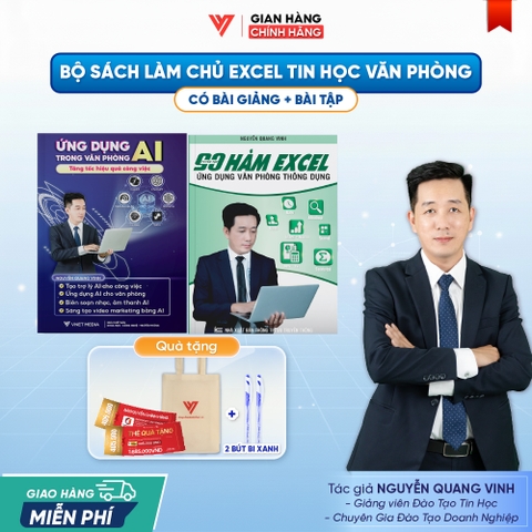 Bộ 2 Sách Ứng Dụng AI Và 90 Hàm Excel Ứng Dụng Văn Phòng
