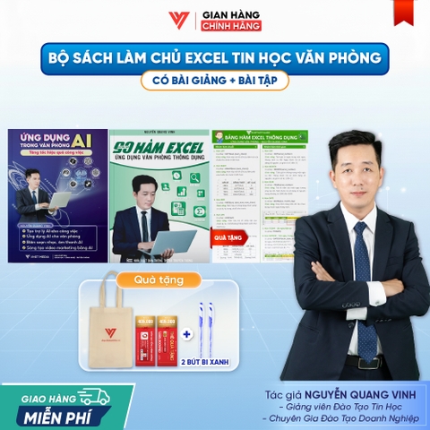 Bộ 2 Sách Ứng Dụng AI Và 90 Hàm Excel Ứng Dụng Văn Phòng