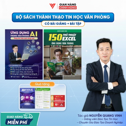 Bộ 2 Sách Ứng Dụng AI Và 150 Thủ Thuật Excel Ứng Dụng Văn Phòng