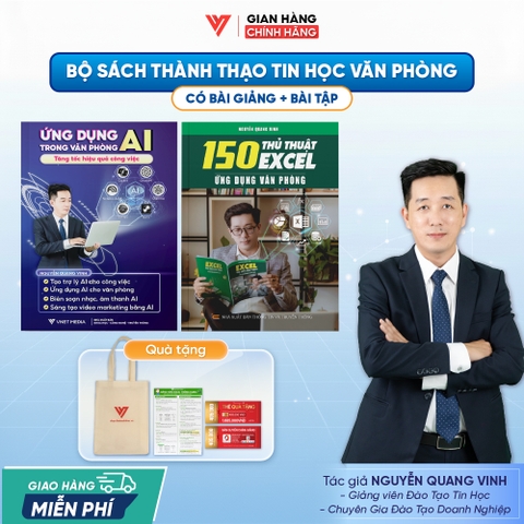 Bộ 2 Sách Ứng Dụng AI Và 150 Thủ Thuật Excel Ứng Dụng Văn Phòng