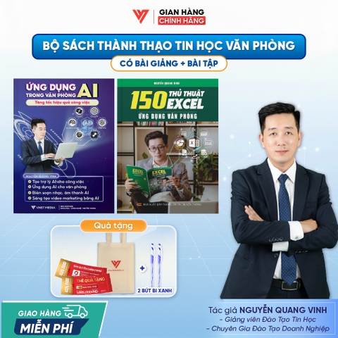 Bộ 2 Sách Ứng Dụng AI Và 150 Thủ Thuật Excel Ứng Dụng Văn Phòng