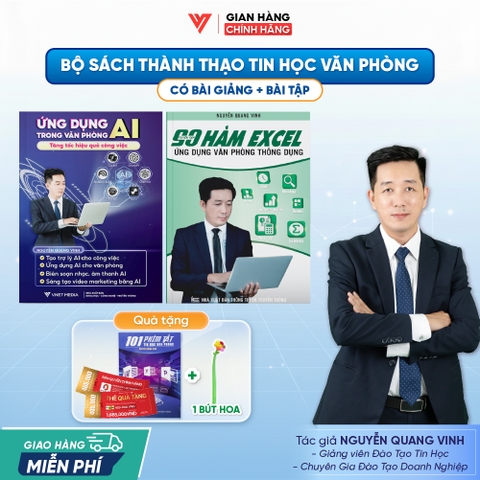 Bộ 2 Sách Ứng Dụng AI Và 90 Hàm Excel Ứng Dụng Văn Phòng