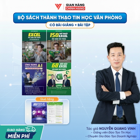 Bộ 4 Sách Excel - 150 Thủ Thuật Excel - 68 Biểu mẫu Excel và Ứng dụng AI Trong Văn Phòng