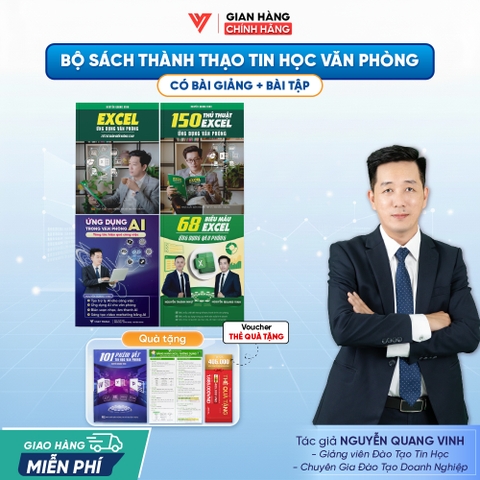 Bộ 4 Sách Excel - 150 Thủ Thuật Excel - 68 Biểu mẫu Excel và Ứng dụng AI Trong Văn Phòng