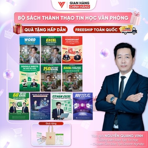 Bộ 10 Word - Excel - PowerPoint - Google Sheets - 150 TT - 90 Hàm Excel- 68 Biểu mẫu - Power Query - Ứng dụng AI và 101 Phím tắt