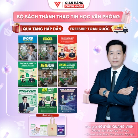 Bộ 9 Word - Excel - PowerPoint - Google Sheets - 150 TT - 90 Hàm Excel- 68 Biểu mẫu - Power Query và Ứng dụng AI