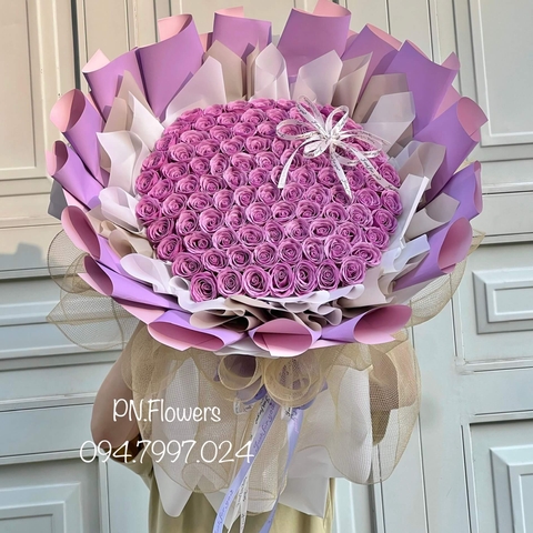 Hoa Sáp 99 Bông Bất Tử Tím Nho