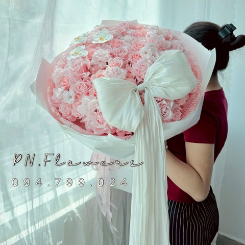 Bó Hoa Hồng Sáp Baby Mix Nơ