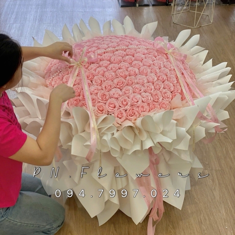 Bó Hoa Sáp Thơm 200 Bông 7 Lớp Hồng Cam