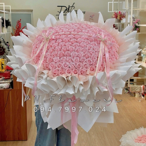 Bó Hoa Sáp Thơm 200 Bông 7 Lớp Hồng Cam