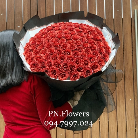 Hoa sáp kim tuyến 99 bông đỏ