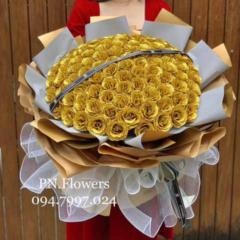 Hoa sáp kim tuyến 99 bông vàng