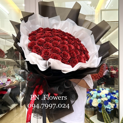 Hoa sáp kim tuyến 55 bông đỏ