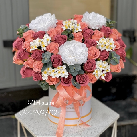 Hoa Sáp Chậu 80 Bông Tone Hồng Đất