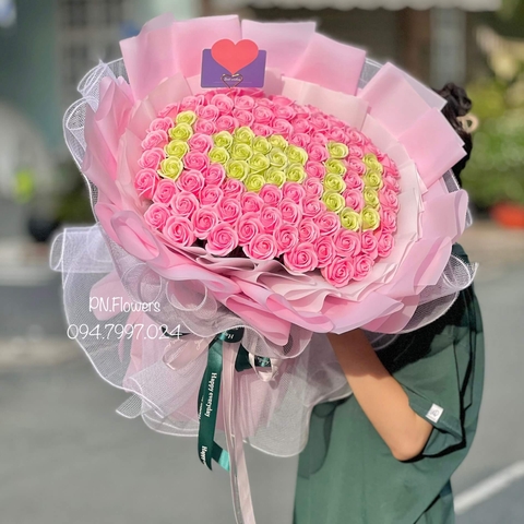 Hoa sáp 99 bông phấn ILU xanh lá