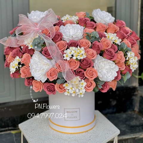 Hoa Sáp Chậu 100 Bông Tone Hồng Đất