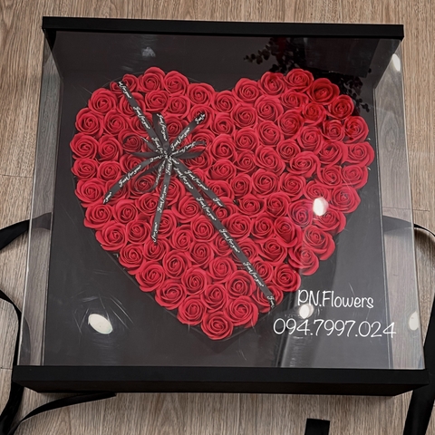 Hộp Trái Tim Hoa Sáp 99 Bông Size Lớn