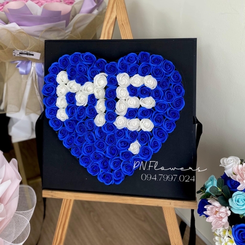 Hộp Trái Tim Hoa Sáp 99 Bông Chữ "Mẹ" Xanh Dương
