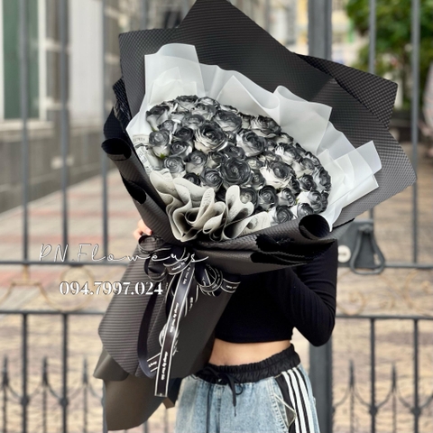 Hoa Sáp Bó Xịt Sơn Tone Đen Mix 50 Bông