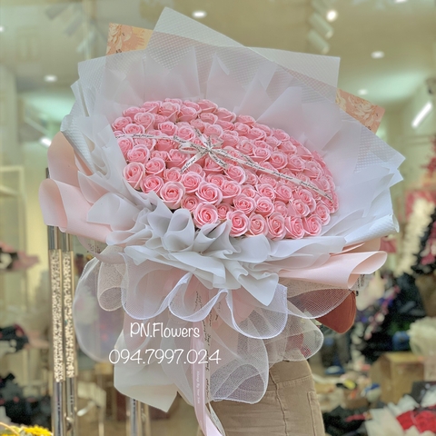 99 Bông Sáp Hồng Cam Kiểu Xòe