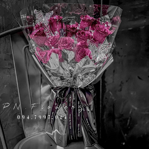 Bó 10  bông kim tuyến hồng