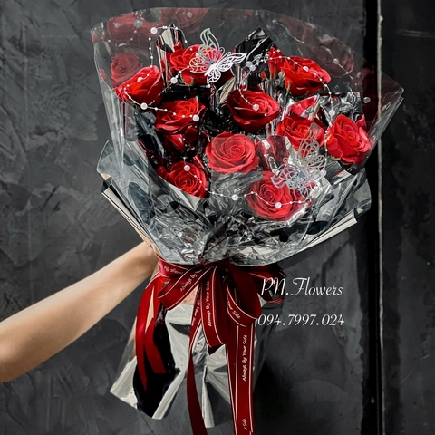 Bó 10 bông Ecuador đỏ đô