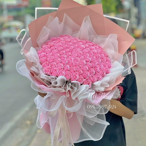 Hoa sáp 99 bông hồng phấn - new