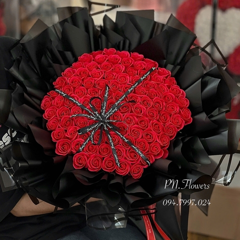 Hoa sáp 99 bông tròn đỏ - new